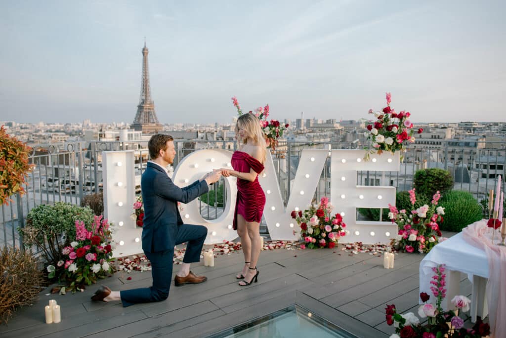 romantic rooftop proposal