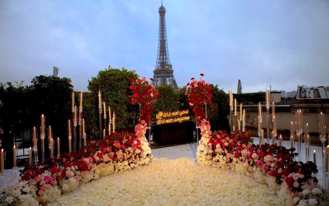 A breathtaking marriage proposal decor at the Shangri La hotel Paris