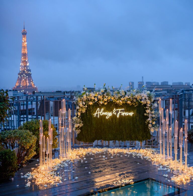 Rooftop demande en mariage Paris privé Tour Eiffel