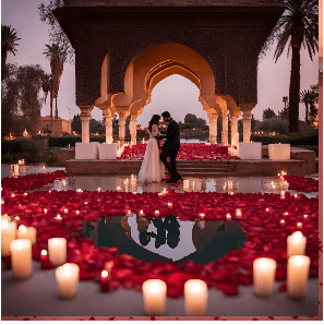 Romantic garden proposal in Marrakech 